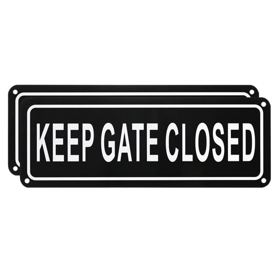 Uxcell 2-Pack Please Keep Gate Closed, 10" x 4" Rust Free Waterproof Signs Fade Resistant Aluminum Reflective Sign for Office  [White on Black]
