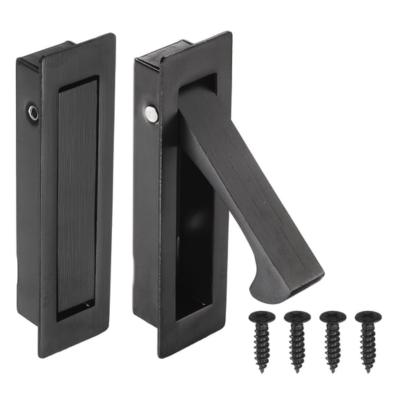 Uxcell 2 Pack Pocket Door Handles, 304 Stainless Steel Door Edge Pull, Pocket Door Hardware for Sliding Cabinet, Home, Office, Hotels, Black
