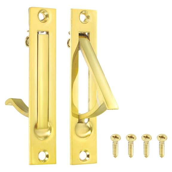 Uxcell 2 Pack Pocket Door Handles, 304 Stainless Steel Door Edge Pull, Pocket Door Hardware for Sliding Cabinet, Home, Office, Hotels, Mirror Gold
