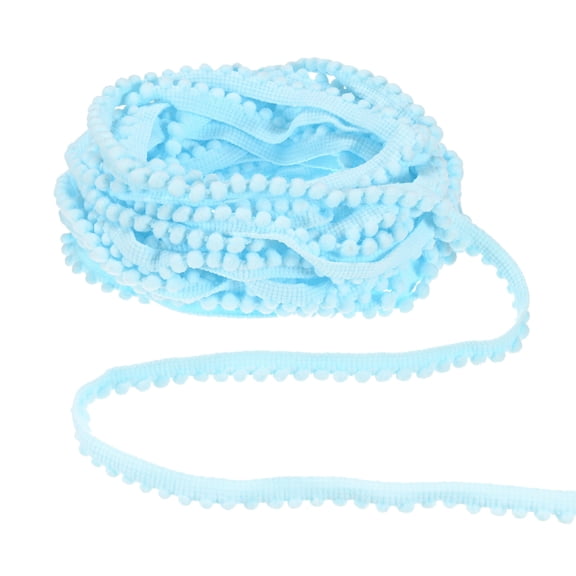 Uxcell 2-Pack Pom Pom Ball Fringe Trim, 10 Yards 5mm Mini Pom Pom Trim Ribbon for Home Decoration/DIY Crafts, Azure