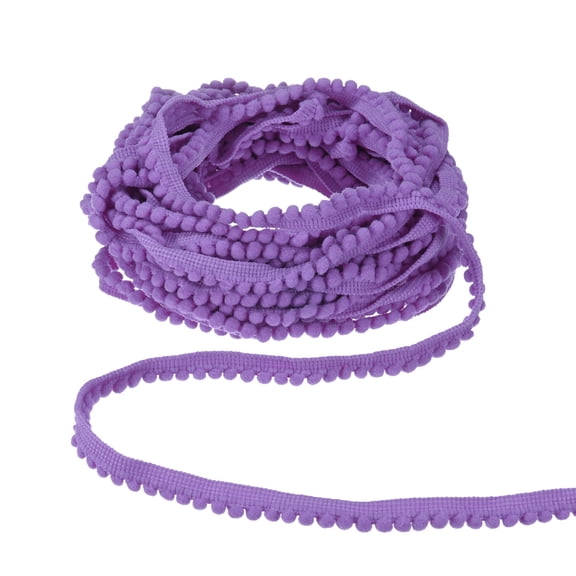 Uxcell 2-Pack Pom Pom Ball Fringe Trim, 10 Yards 5mm Mini Pom Pom Trim Ribbon for Home Decoration/DIY Crafts, Medium Violet