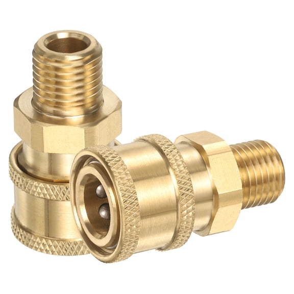 Uxcell 2 Pack Pressure Washer Adapter, 1/4" Female Quick Plug to M14 Male Quick Connect Fittings Brass Flat Mouth Swivel Adapter for Pressure Power Washers Hose