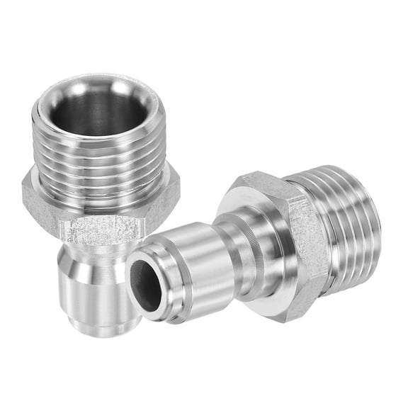 Uxcell 2 Pack Pressure Washer Adapter, 3/8" Male Quick Plug to G1/2" Male Quick Connect Fittings Stainless Steel Swivel Adapter for Pressure Power Washers Hose