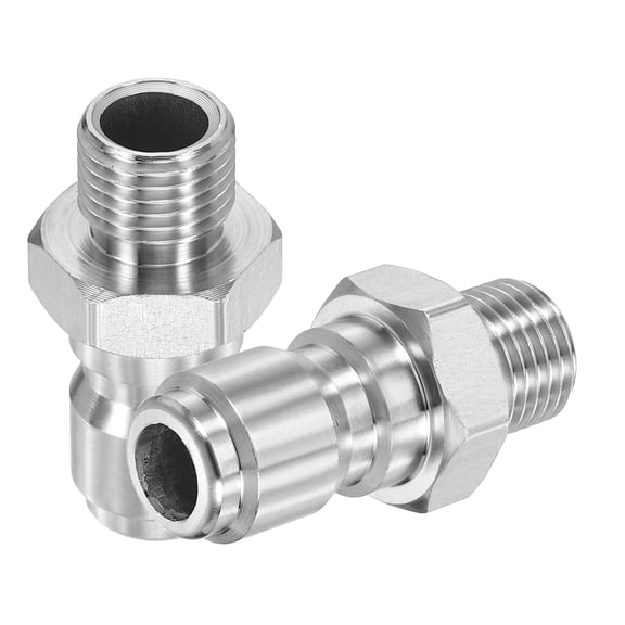 Uxcell 2 Pack Pressure Washer Adapter, 3/8" Male Quick Plug to G1/4" Male Quick Connect Fittings Stainless Steel Swivel Adapter for Pressure Power Washers Hose