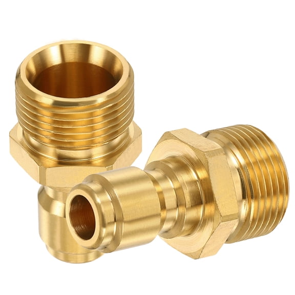 Uxcell 2 Pack Pressure Washer Adapter, 3/8" Male Quick Plug to M22 15mm Male Quick Connect Fittings Brass Swivel Adapter for Pressure Power Washers Hose