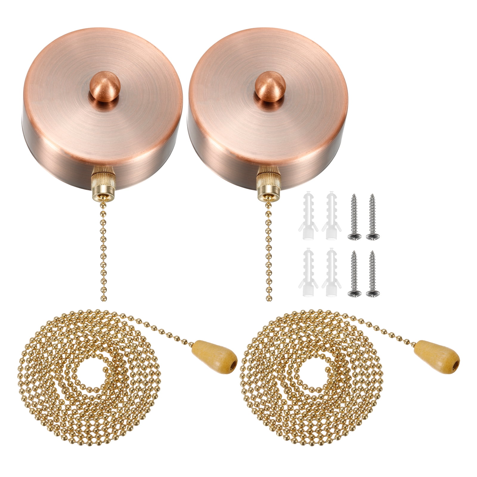 Pack Of 2 Brass Pull Chain Extensions - 12 Inch Decorative Ball Pendant For Ceiling Fan & Light Fixtures