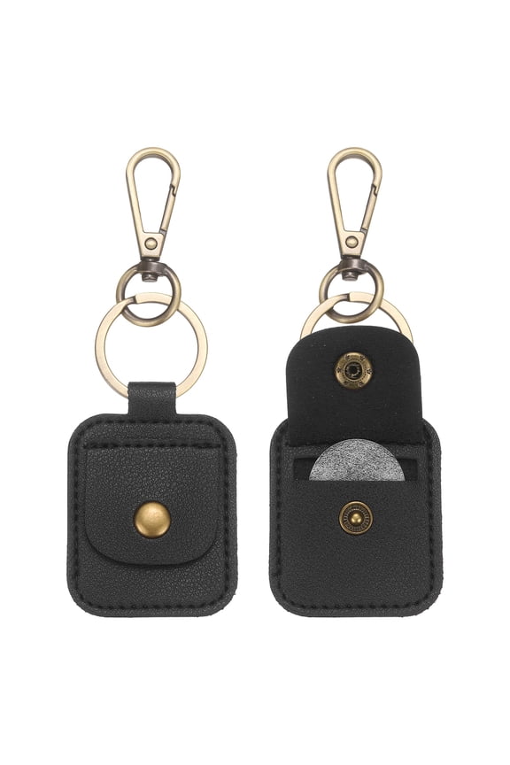 2 Pack Quarter Leather Coin Holder, AA Medallion Snap Open Coin Display Holder for Collectible Challenge and Daily Carry Accessory, Black