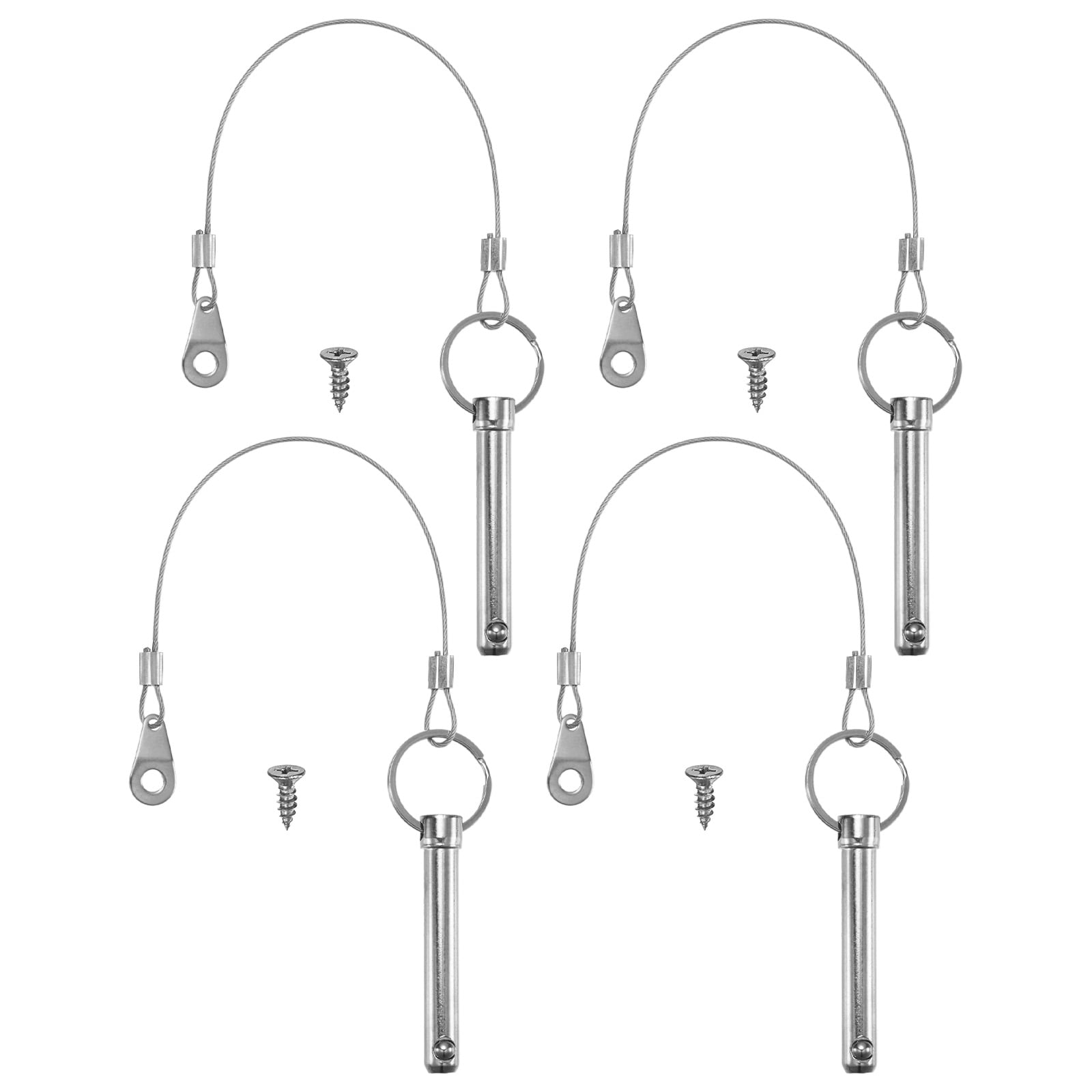 Uxcell 2-Pack Quick Release Pins, 1/4"(6mm) Diameter, 1.06"(27mm) Usage Length Bimini Top Pin W/Lanyard & Screws, 1.57"(40mm) Long Hardware Pins