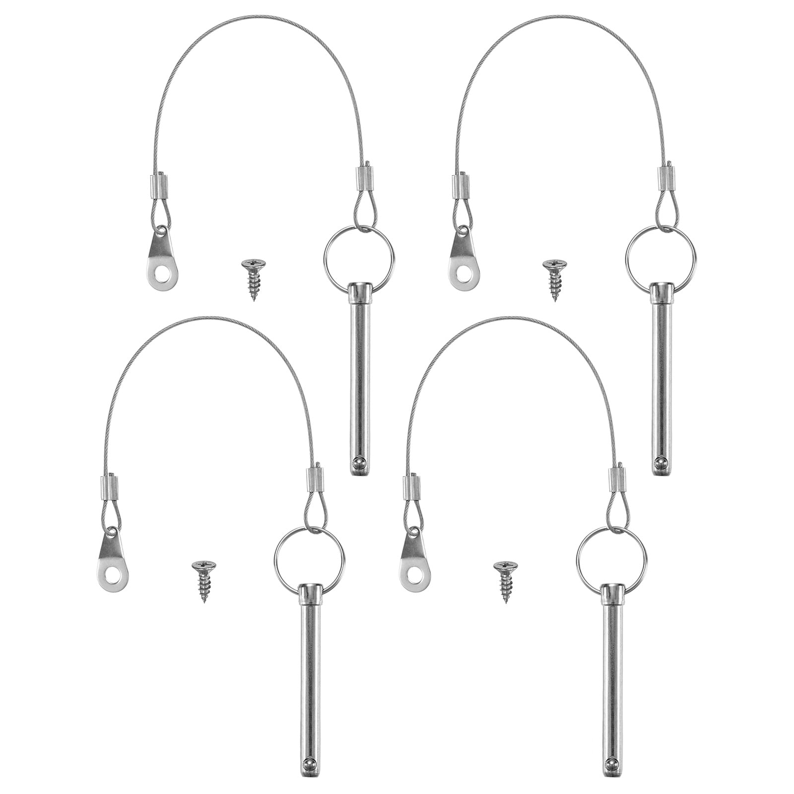 Uxcell 2-Pack Quick Release Pins, 1/4"(6mm) Diameter, 1.06"(27mm) Usage Length Bimini Top Pin W/Lanyard & Screws, 1.57"(40mm) Long Hardware Pins