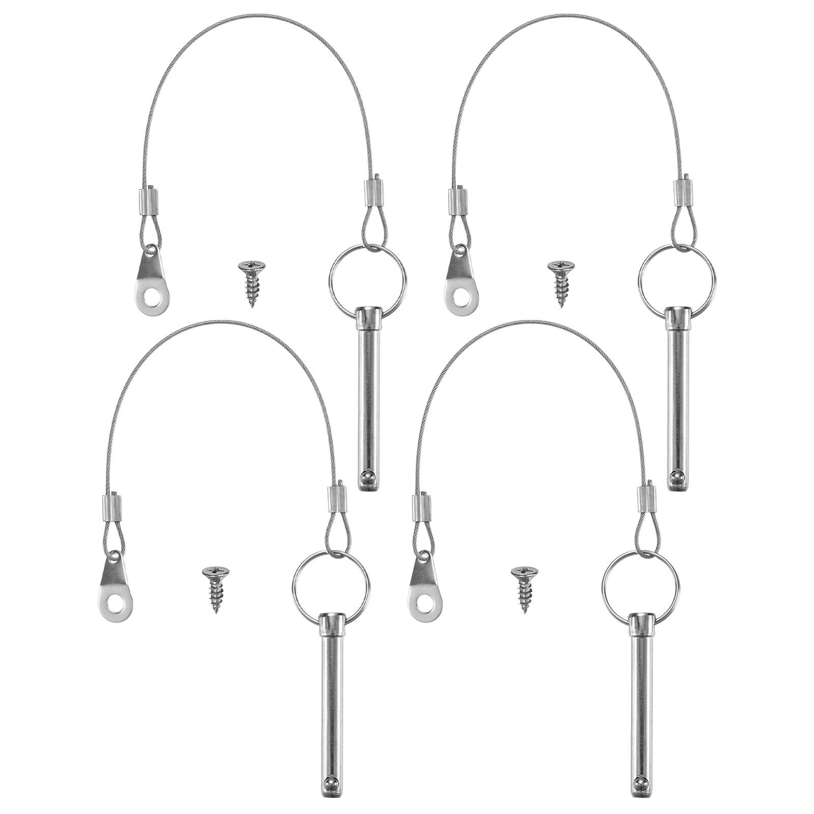 Uxcell 2-Pack Quick Release Pins, 1/4"(6mm) Diameter, 1.06"(27mm) Usage Length Bimini Top Pin W/Lanyard & Screws, 1.57"(40mm) Long Hardware Pins