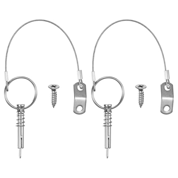 Uxcell 2-Pack Quick Release Pins, 316 Stainless Steel 6.3mm Dia., 30mm Usage Length Bimini Top Pin with Drop Cam & Spring for Deck Boat/Canopy, Marine Hardware with Lanyard Prevent loss