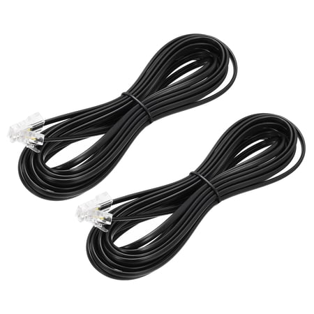 Uxcell 2 Pack RJ45 8P4C to RJ11 6P4C Adapter Converter Cable, RJ45 to RJ11 Adapter Telephone Handset Cord for Home, Office, 16.4ft, Black