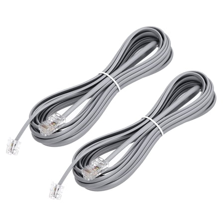 Uxcell 2 Pack RJ45 8P4C to RJ11 6P4C Adapter Converter Cable, RJ45 to RJ11 Adapter Telephone Handset Cord for Home, Office, 16.4ft, Grey