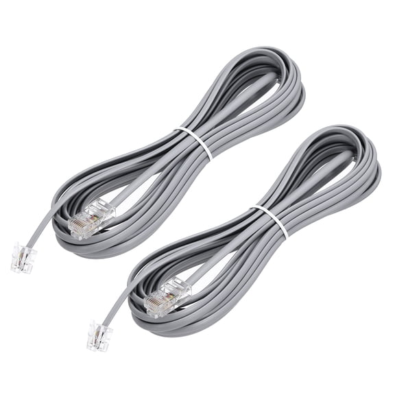 Uxcell 2 Pack RJ45 8P4C to RJ11 6P4C Adapter Converter Cable, RJ45 to RJ11 Adapter Telephone Handset Cord for Home, Office, 16.4ft, Grey