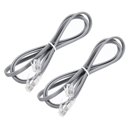 Uxcell 2 Pack RJ45 8P4C to RJ11 6P4C Adapter Converter Cable, RJ45 to RJ11 Adapter Telephone Handset Cord for Home, Office, 3.3ft, Grey
