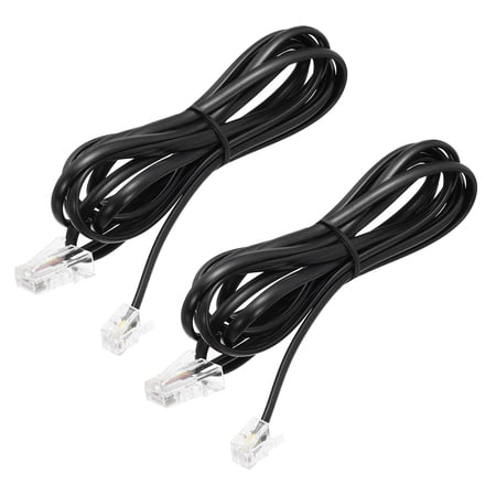 Uxcell 2 Pack RJ45 8P4C to RJ11 6P4C Adapter Converter Cable, RJ45 to RJ11 Adapter Telephone Handset Cord for Home, Office, 6.6ft, Black