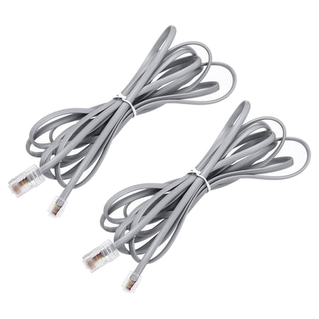 Uxcell 2 Pack RJ45 8P4C to RJ11 6P4C Adapter Converter Cable, RJ45 to RJ11 Adapter Telephone Handset Cord for Home, Office, 9.8ft, Grey