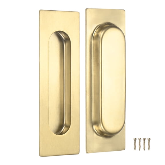 Uxcell 2-Pack Recessed Finger Pulls, 4.72 Inch Inner Circle 304 Stainless Steel Sliding Closet Door Handles [Gold]