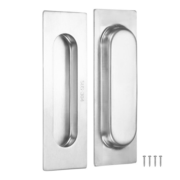 Uxcell 2-Pack Recessed Finger Pulls, 4.72 Inch Inner Circle 304 Stainless Steel Sliding Closet Door Handles [Silver]