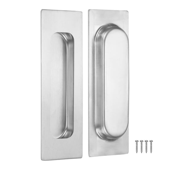 Uxcell 2-Pack Recessed Finger Pulls, 4.72 Inch Square 304 Stainless Steel Sliding Closet Door Handles [Silver]