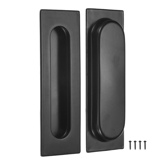 Uxcell 2-Pack Recessed Finger Pulls, 5.90 Inch Inner Circle 304 Stainless Steel Sliding Closet Door Handles [Black]