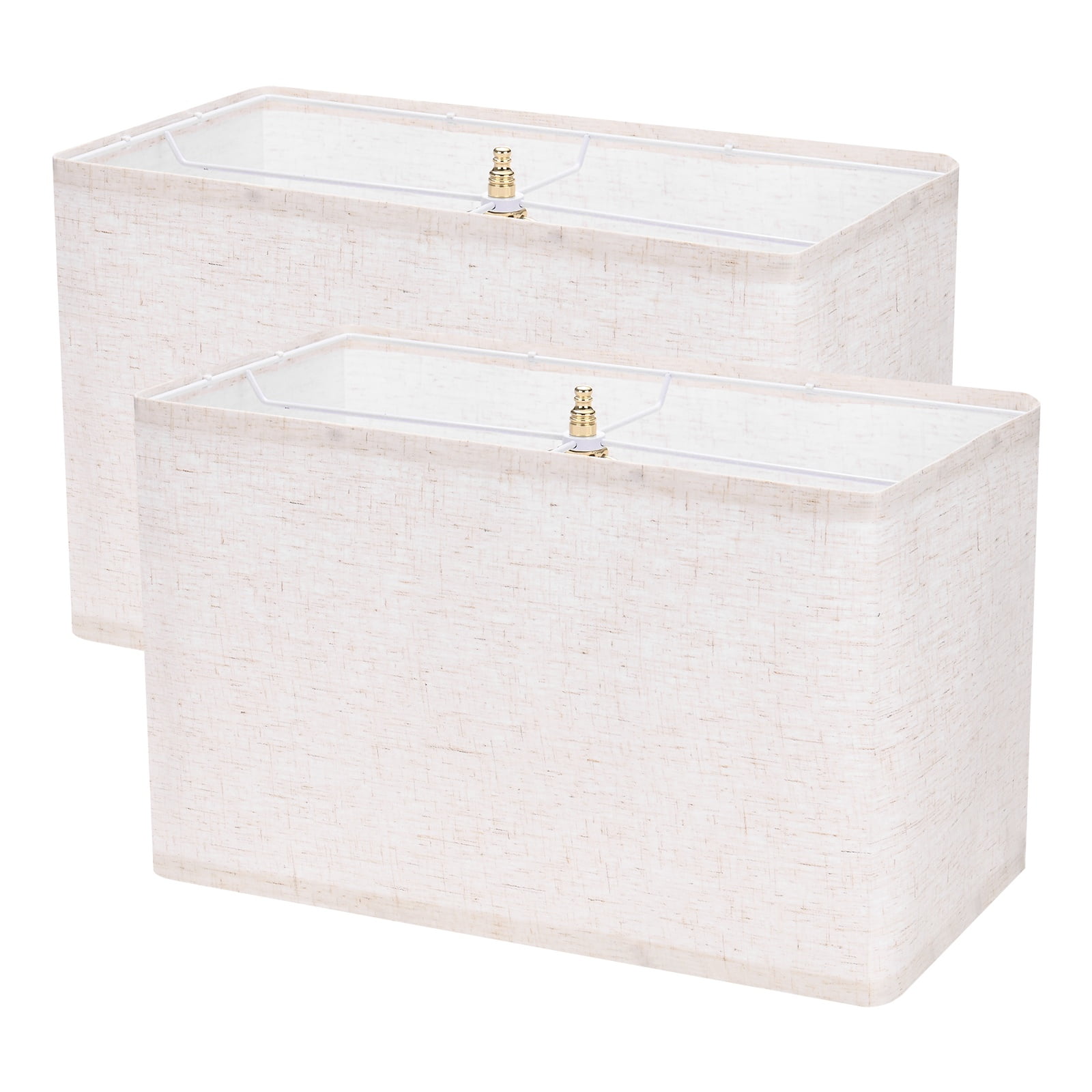 Uxcell 2 pack Rectangle Lamp Shades 16" x 8" x 10" Large Lamp Shades for Table Wall Bedside Floor Lamp Replacement Beige