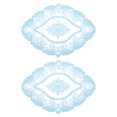 thumbnail image 1 of Uxcell 2 Pack Retro Lace Placemats Crochet Cup Vase Table Mat, 11x9inch, Blue, 1 of 7