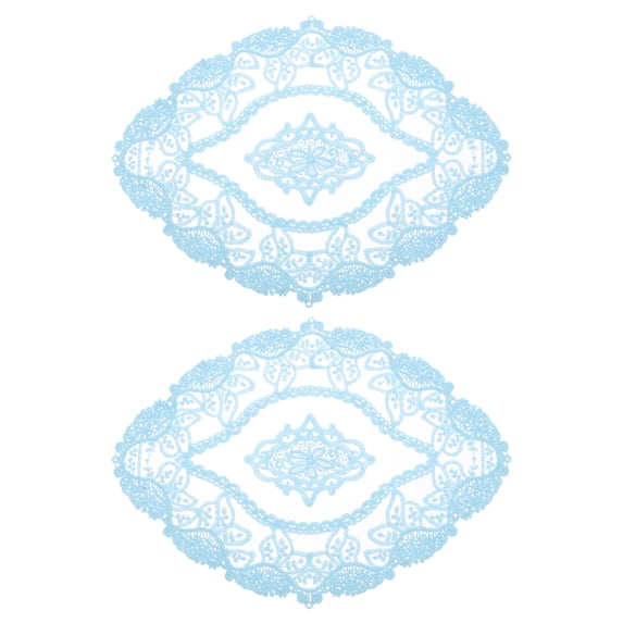 Uxcell 2 Pack Retro Lace Placemats Crochet Cup Vase Table Mat, 11x9inch, Blue