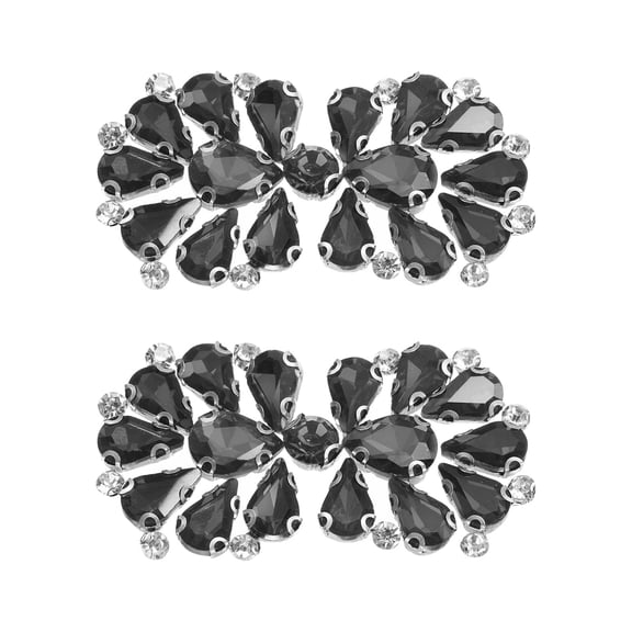 Uxcell 2 Pack Rhinestone Crystal Applique, Rhinestone Iron on Patch, Bow Hot Fix Crystal Sewing Applique for Bridal Sash Wedding Dress Shoes Bags, Gray