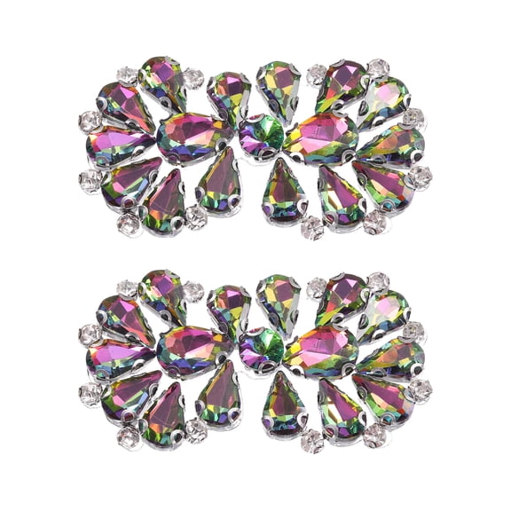 Uxcell 2 Pack Rhinestone Crystal Applique, Rhinestone Iron on Patch, Bow Hot Fix Crystal Sewing Applique for Bridal Sash Wedding Dress Shoes Bags, Multicolor