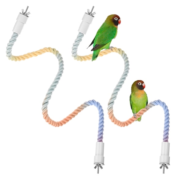 Uxcell 2-Pack Rope Perches for Bird Cages, 31.5 in Length Comfort Grip Flexible Rope Perch Beak & Paw Grinding Bird Platform Sand [Pink Blue]