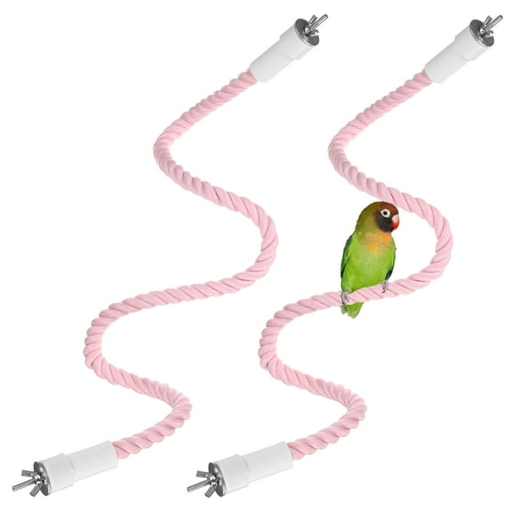 Uxcell 2-Pack Rope Perches for Bird Cages, 31.5 in Length Comfort Grip Flexible Rope Perch Beak & Paw Grinding Bird Platform Sand [Pink]
