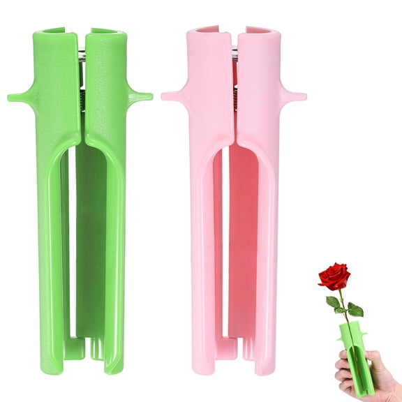 Uxcell 2-Pack Rose Thorn Stripper Tool, Plastic Metal Rose Stem Leaf Thorn Stripper for Bouquets Pruning Branches [Pink, Green]