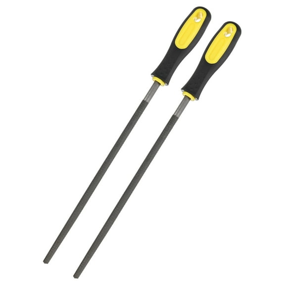 Uxcell 2-Pack Round Metal File 10 Inch, High Carbon Steel File Hand W Handle