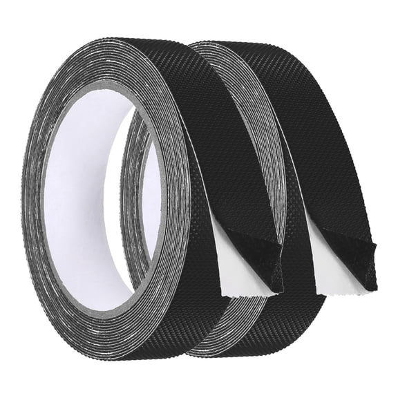 Uxcell 2 Pack Rubber Grip Tape, 1 in x 16 ft Non-Slip Tape with Texture Waterproof Adhesive Non-Abrasive Grip Tapes for DIY Tool, Indoor & Outdoor Stair Steps, Ramp, Black