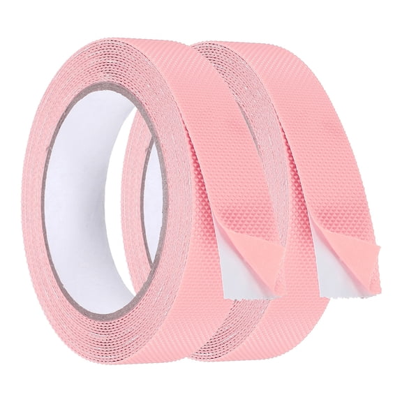 Uxcell 2 Pack Rubber Grip Tape, 1 in x 16 ft Non-Slip Tape with Texture Waterproof Adhesive Non-Abrasive Grip Tapes for DIY Tool, Indoor & Outdoor Stair Steps, Ramp, Pink