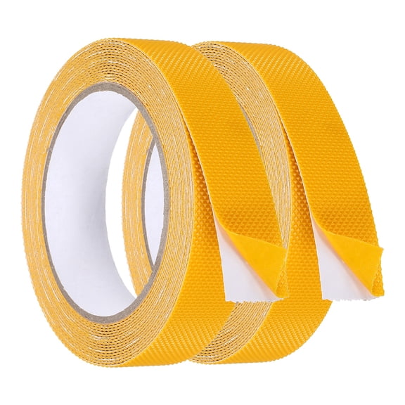Uxcell 2 Pack Rubber Grip Tape, 1 in x 16 ft Non-Slip Tape with Texture Waterproof Adhesive Non-Abrasive Grip Tapes for DIY Tool, Indoor & Outdoor Stair Steps, Ramp, Yellow