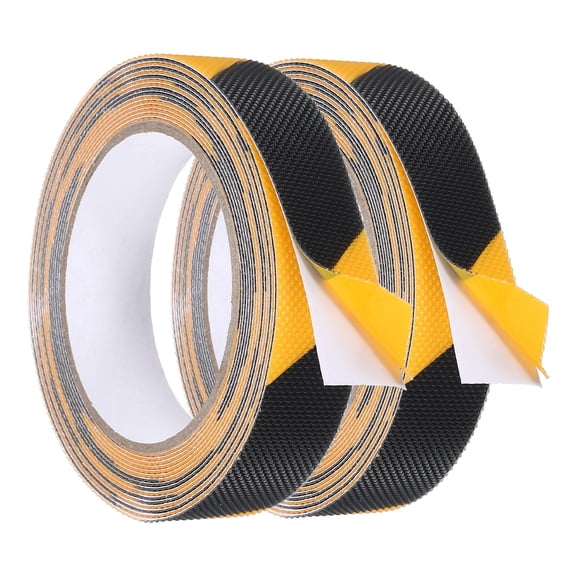 Uxcell 2 Pack Rubber Grip Tape, 1 in x 16 ft Non-Slip Tape with Texture Waterproof Adhesive Non-Abrasive Grip Tapes for DIY Tool, Indoor & Outdoor Stair Steps, Ramp, Yellow, Black