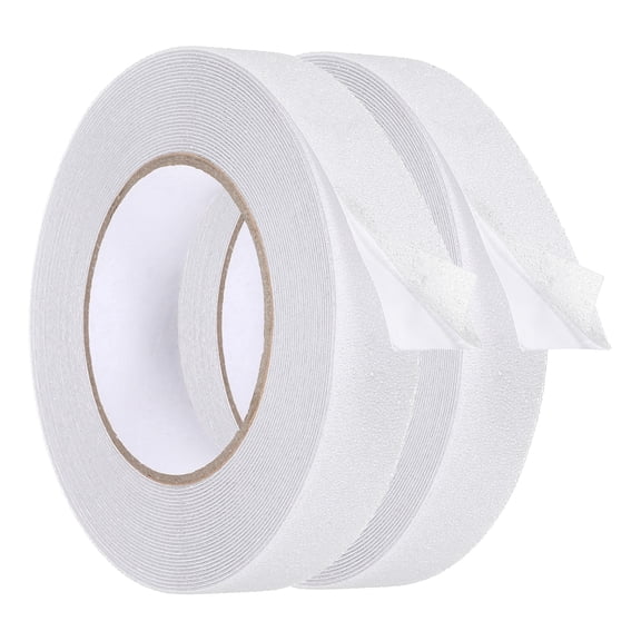 Uxcell 2 Pack Rubber Grip Tape, 1 in x 33 ft Non-Slip Tape with Texture Waterproof Adhesive Non-Abrasive Grip Tapes for DIY Tools, Indoor & Outdoor Stair Steps, Ramp, Transparent