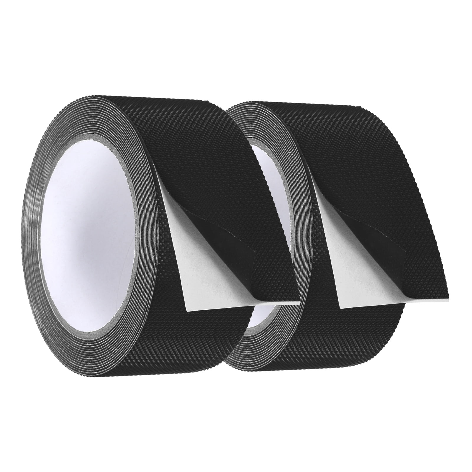 Uxcell 2 Pack Rubber Grip Tape, 2 in x 16 ft Non-Slip Tape with Texture Waterproof Adhesive Non-Abrasive Grip Tapes for DIY Tool, Indoor & Outdoor Stair Steps, Ramp, Black