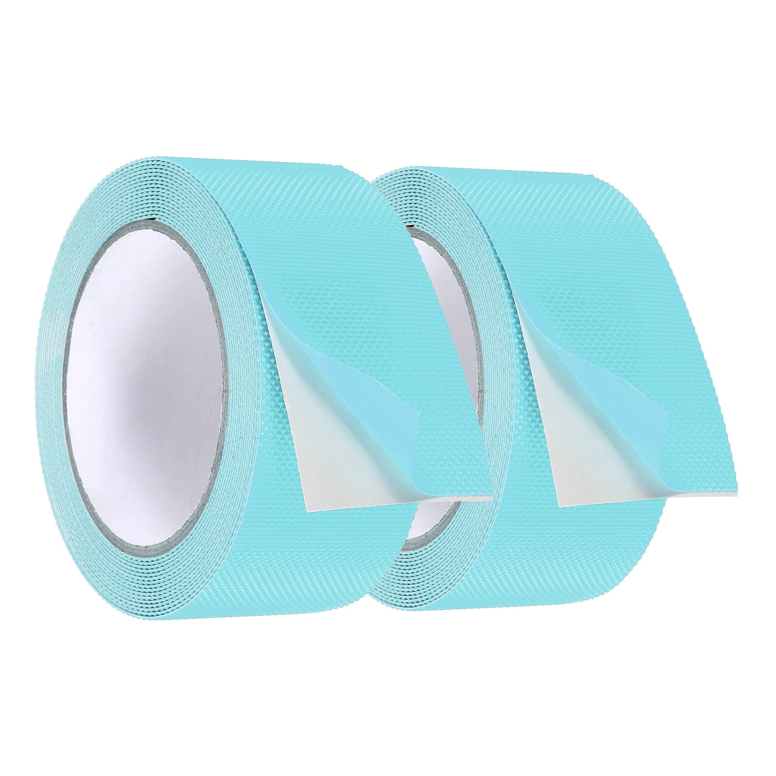 Uxcell 2 Pack Rubber Grip Tape, 2 in x 16 ft Non-Slip Tape with Texture Waterproof Adhesive Non-Abrasive Grip Tapes for DIY Tool, Indoor & Outdoor Stair Steps, Ramp, Light Blue