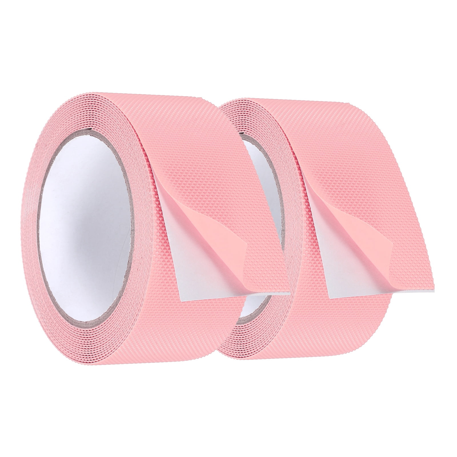 Uxcell 2 Pack Rubber Grip Tape, 2 in x 16 ft Non-Slip Tape with Texture Waterproof Adhesive Non-Abrasive Grip Tapes for DIY Tool, Indoor & Outdoor Stair Steps, Ramp, Pink