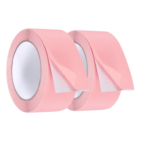 Uxcell 2 Pack Rubber Grip Tape, 2 in x 16 ft Non-Slip Tape with Texture Waterproof Adhesive Non-Abrasive Grip Tapes for DIY Tool, Indoor & Outdoor Stair Steps, Ramp, Pink