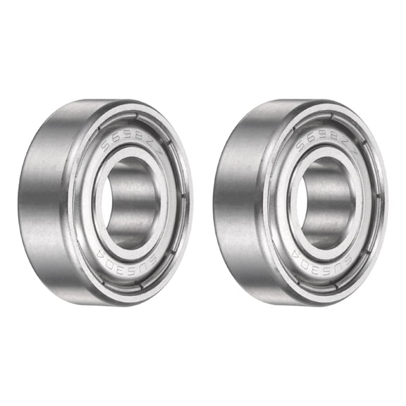 Uxcell 2 Pack S698ZZ Deep Groove Ball Bearing, 8 x 19 x 6mm 304 Stainless Steel Double Shielded Ball Bearings for Printers, Skateboard, Mower, Electric Motor