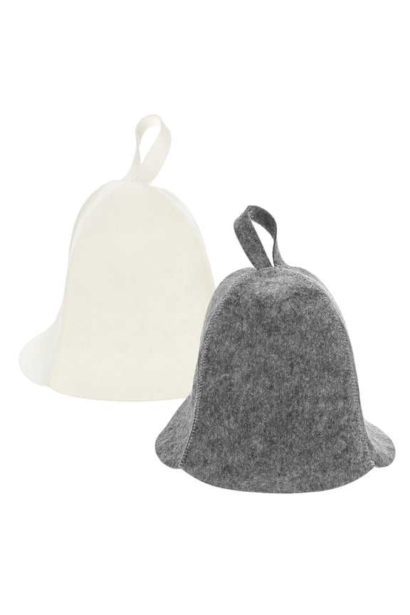 2-Pack Sauna Hat for Women and Men, Felt Sauna Cap Vaporarium Soft Durable Comfortable Breathable [White, Gray]