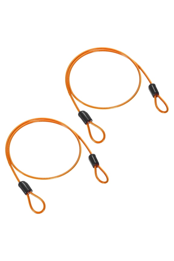 2-Pack Security Cable Lock, 1.64FT Coated Steel Luggage Lock Wire Rope with Double Loop [Orange]