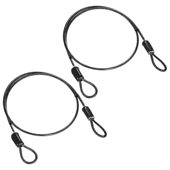 Uxcell 2-Pack Security Cable Lock, 3.28FT Coated Steel Luggage Lock Wire Rope with Double Loop [Black]