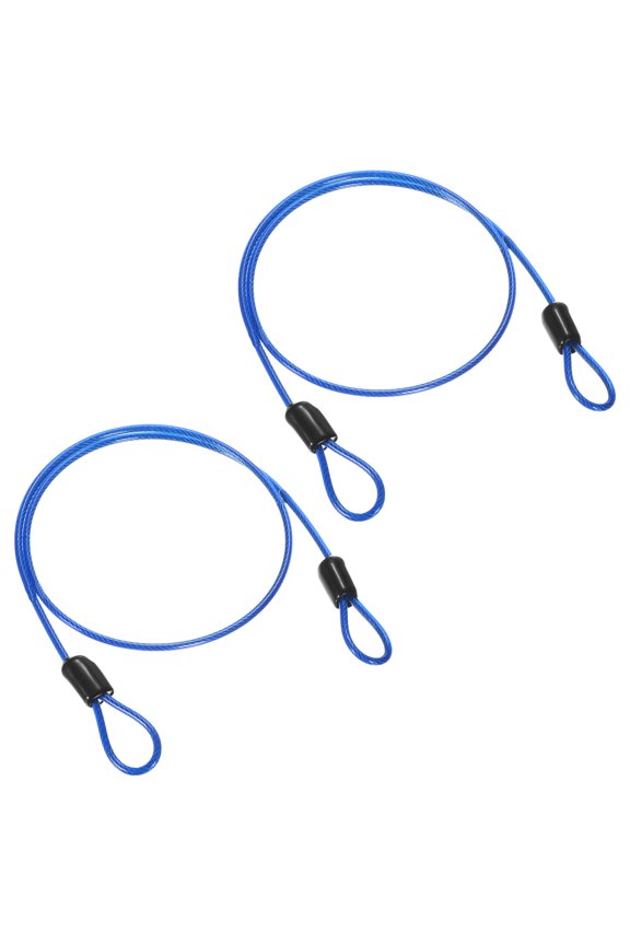 2-Pack Security Cable Lock, 6.56FT Coated Steel Luggage Lock Wire Rope with Double Loop [Blue]