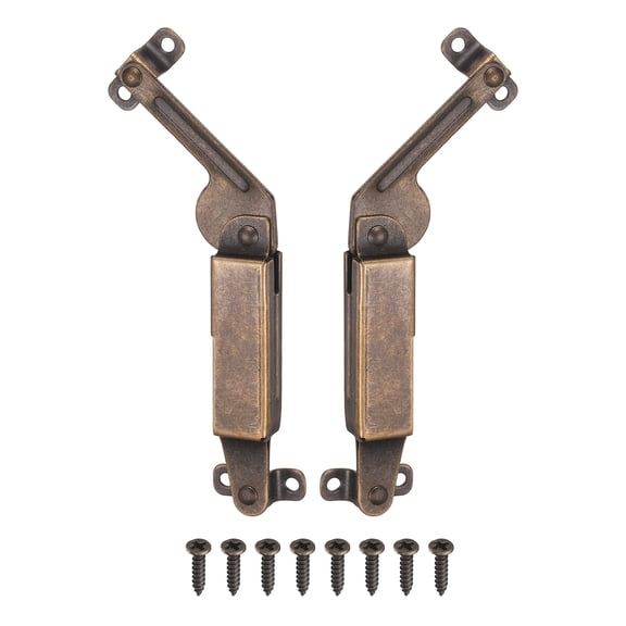 Uxcell 2 Pack Self-Balancing Lid Support Hinges, 7.13" x 1.34" Iron Folding Hardware Hinge with Screws, Light Duty Spring Hinges for Cabinet Box Furniture Storage Door, Copper