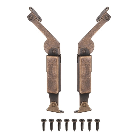 Uxcell 2 Pack Self-Balancing Lid Support Hinges, 7.24" x 1.18" Iron Folding Hardware Hinge with Screws, Light Duty Spring Hinges for Cabinet Box Furniture Storage Door, Copper
